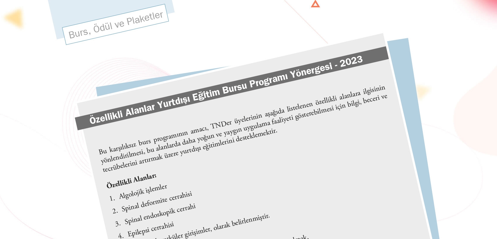 TNDer Özellikli Alanlar Yurtdışı Eğitim Bursu Programı Yönergesi